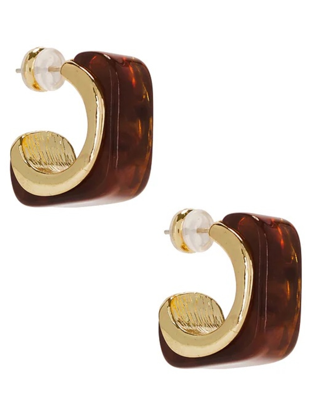 SHASHI- Tort Lucite Hoop in Gold